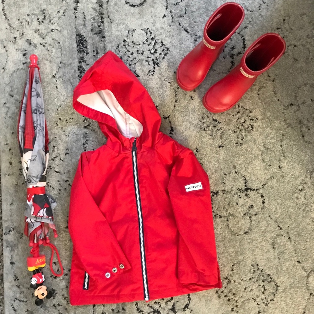 Hunter raincoat and rainboots